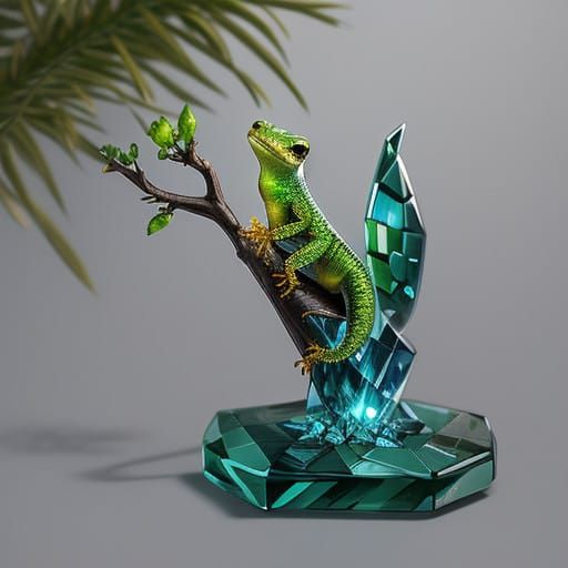 Glimmering Tree Sprite with Precious Jewels and Glass