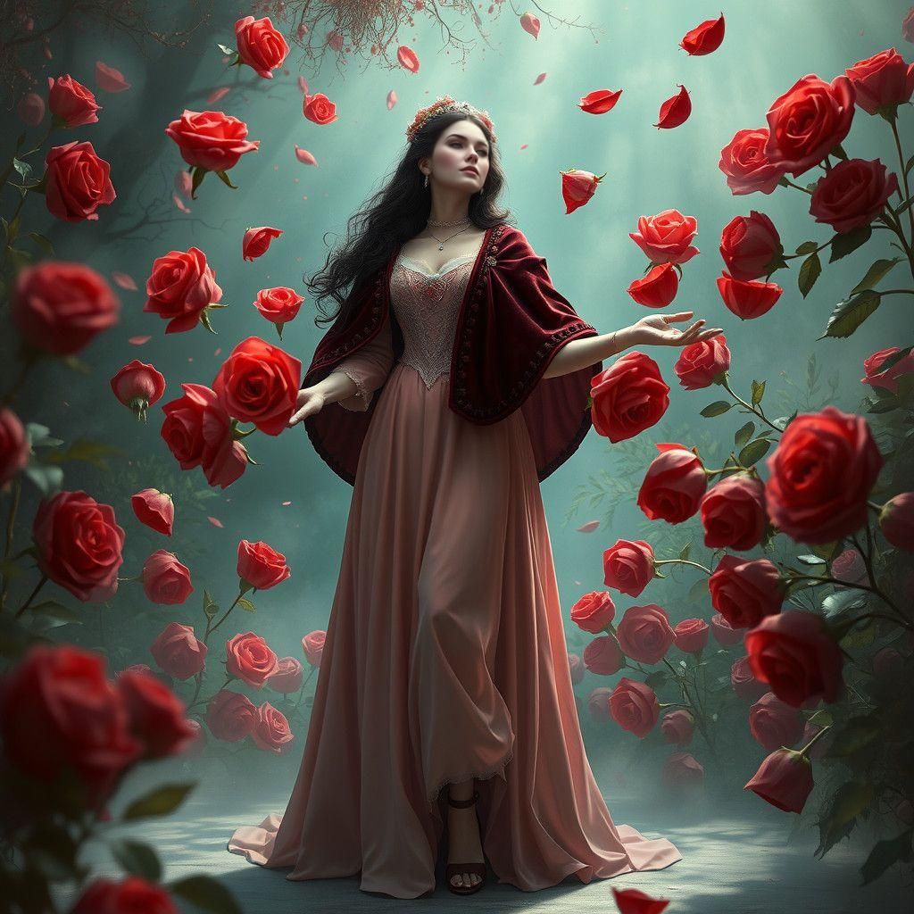 A Regency Lady Creates Vibrant Roses in a Fantasy World