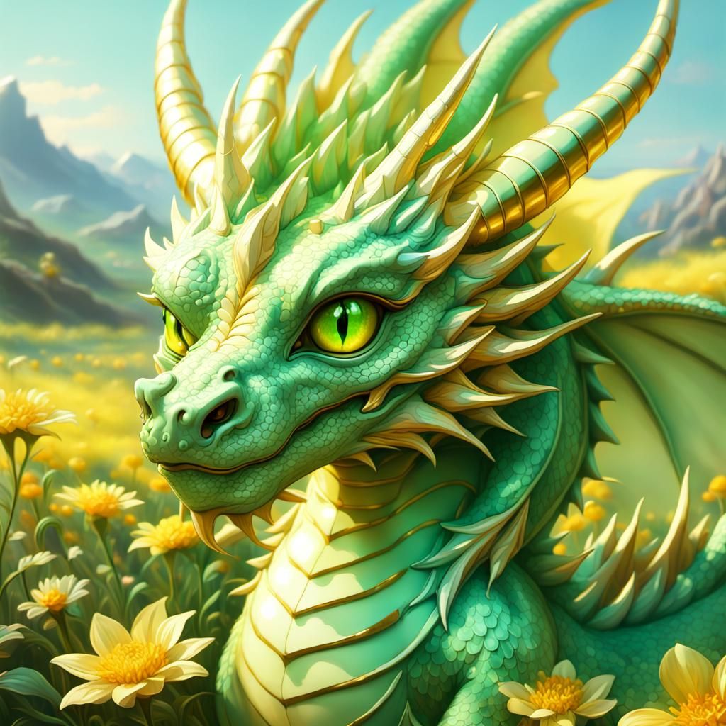 Luminescent Dragon Portrait in Anime Style