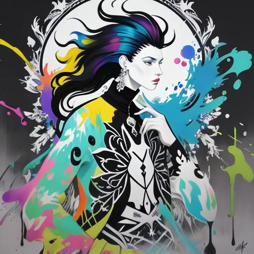 Colorful Art in Style of Aubrey Beardsley