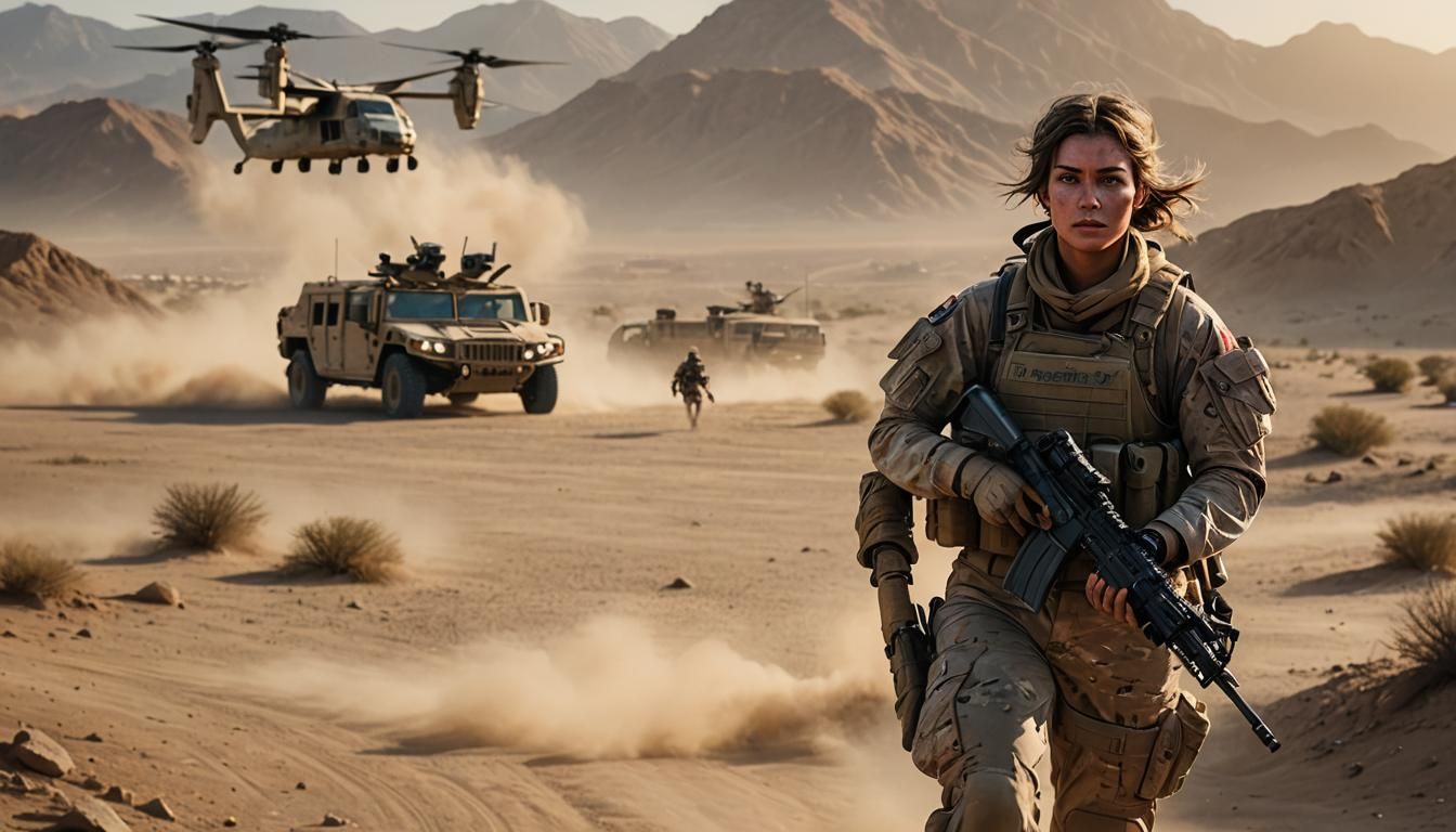 Marine Charges Forward in Afghanistan: Hyperrealistic Art