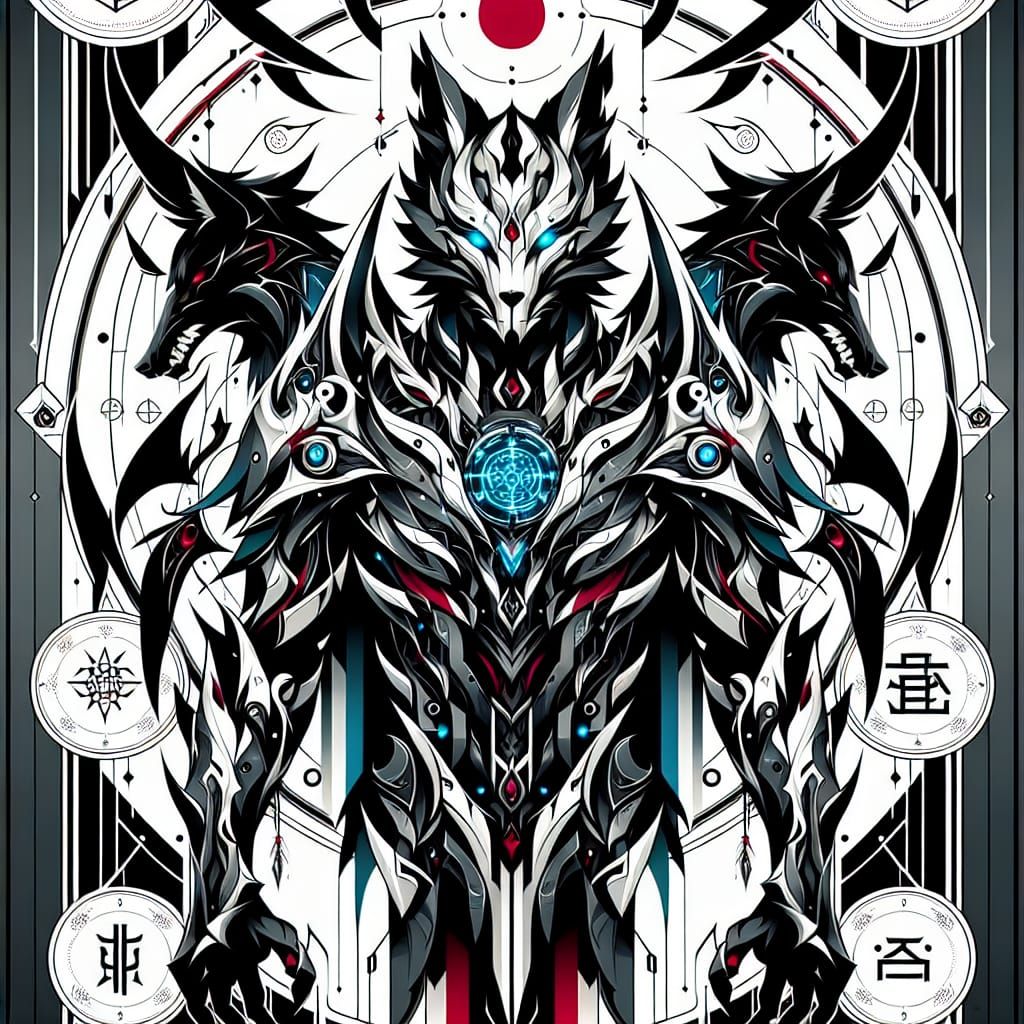 Anime Wallpaper: Armored Hero with Wolf Motif
