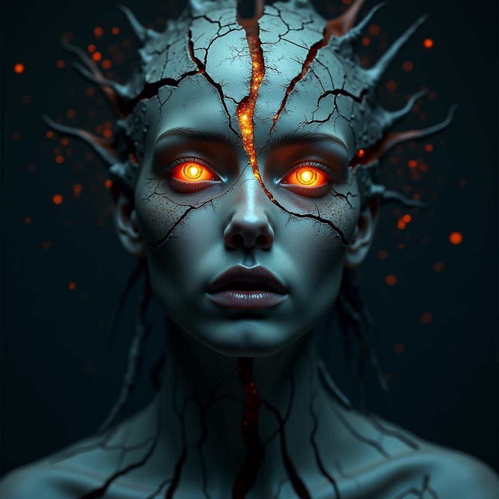 Surreal Portrait of The Shadow Archetype With Divine Light