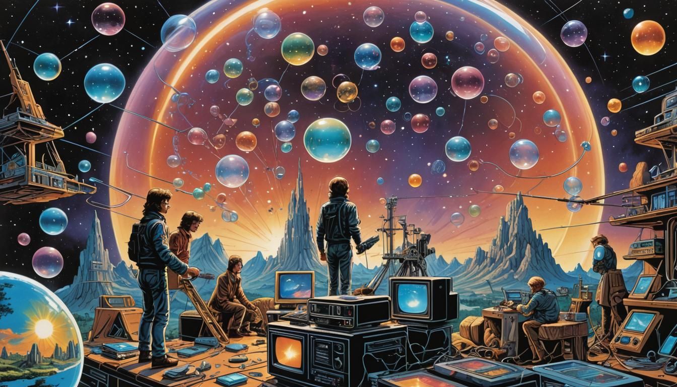 Retro VHS Cover: Monitors and Crystals in Comic Art