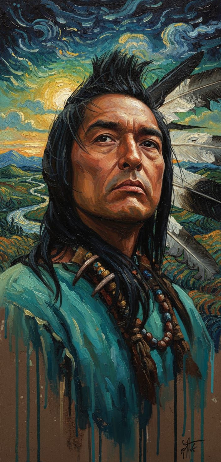 Graham Greene Portrait in Titian Style