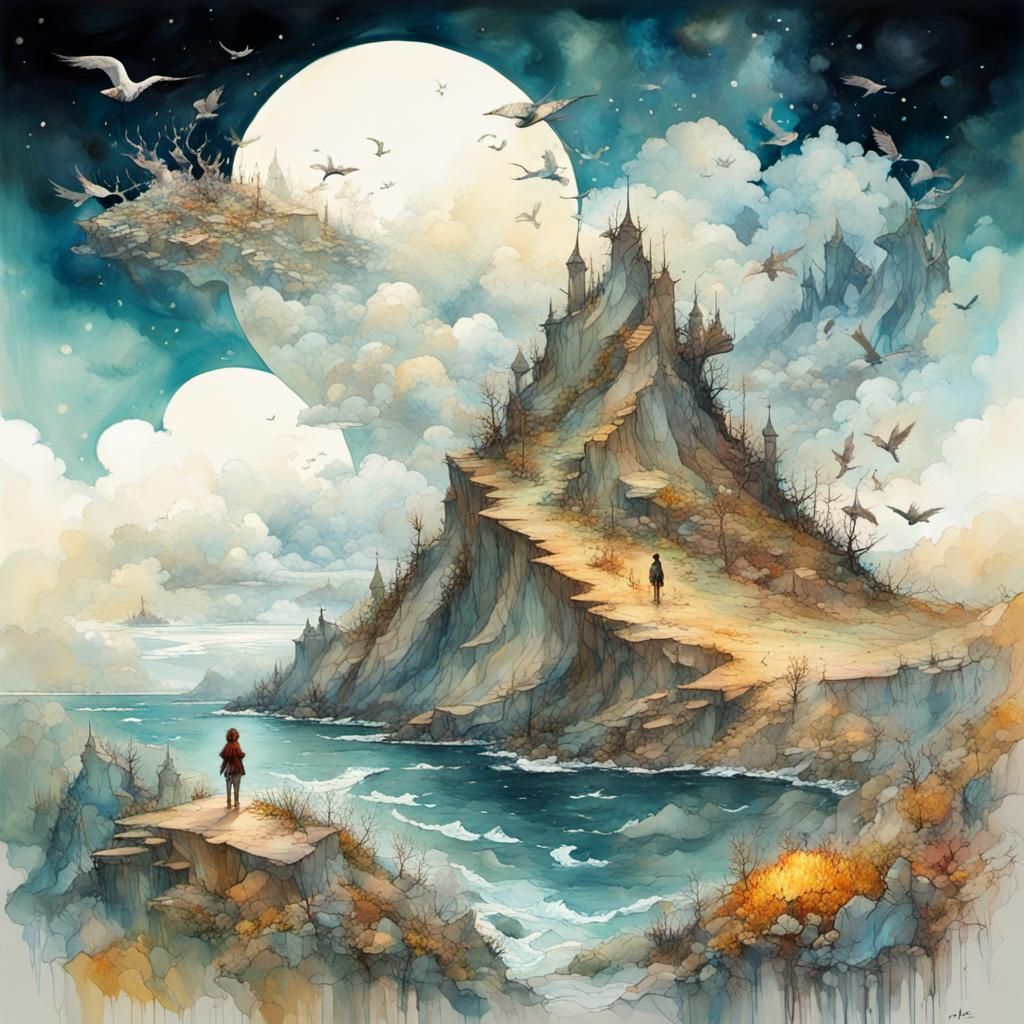 Surreal Earth Tour with Children, in Hyperrealistic Style