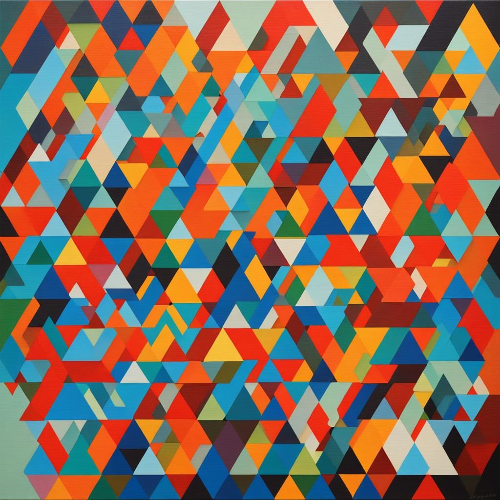 Abstract Geometric Pattern in Oil Painting Style