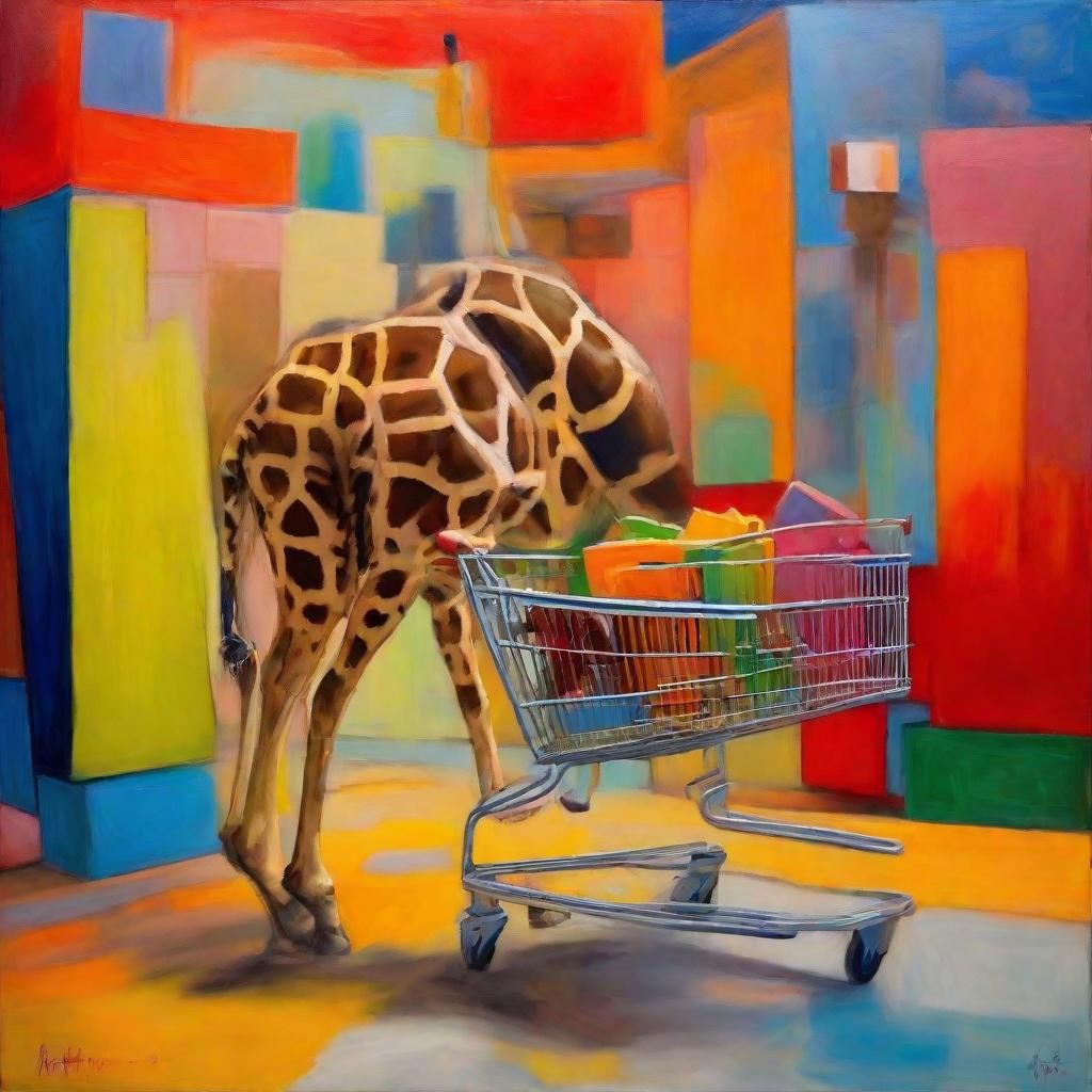 Giraffe as Kangaroo: Surreal Oil Painting