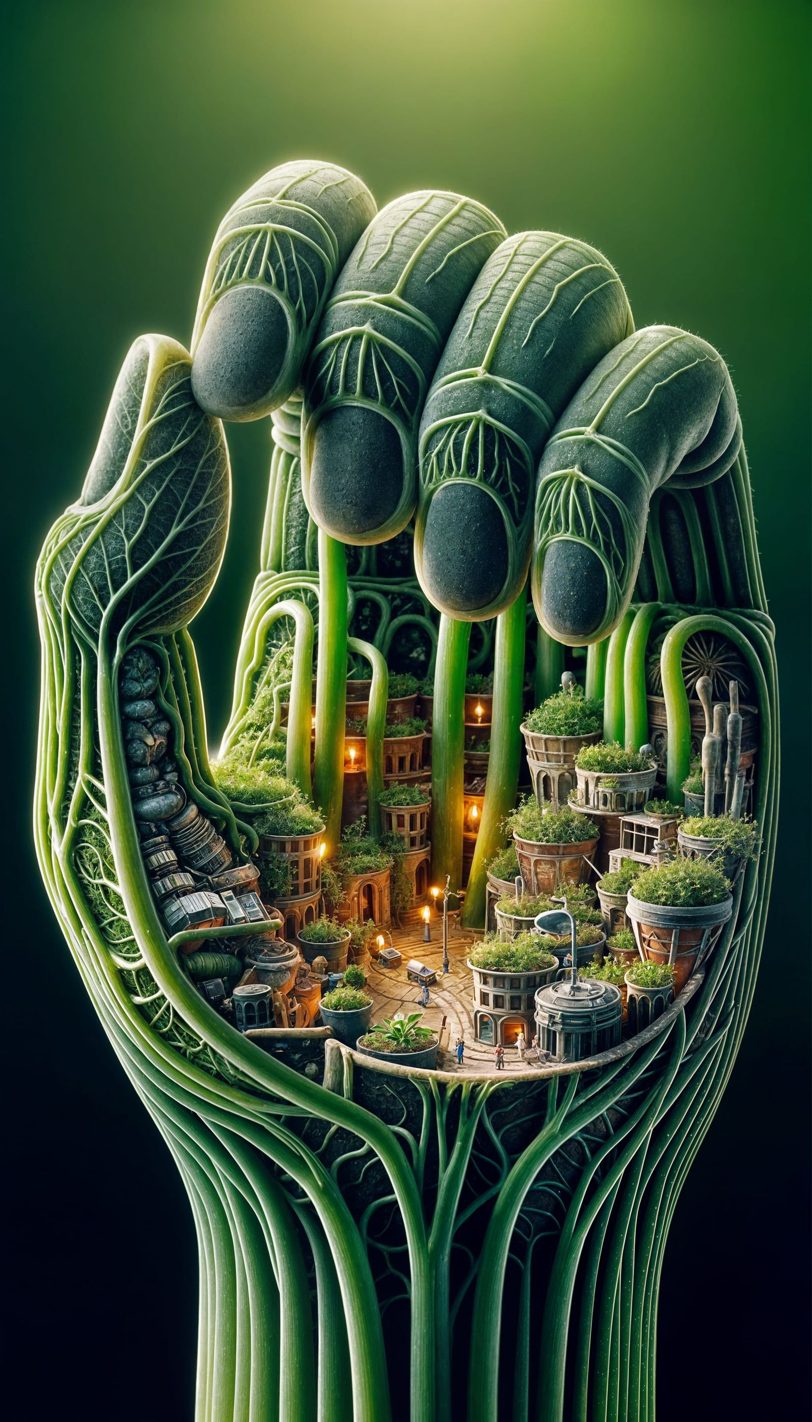 Botanical Hand Civilization: An Ultra-Detailed Macro Photogr...