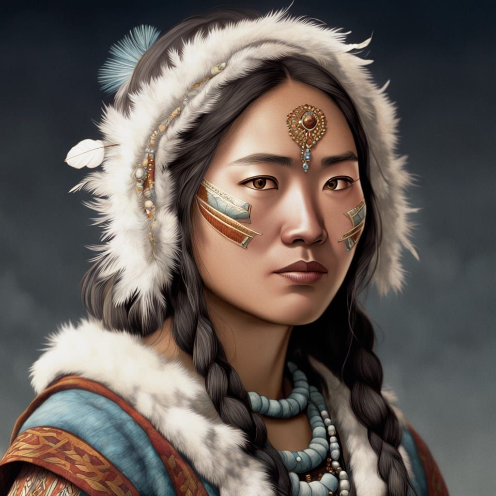 Young Inuit Woman in Japanese Graphic Novel Style