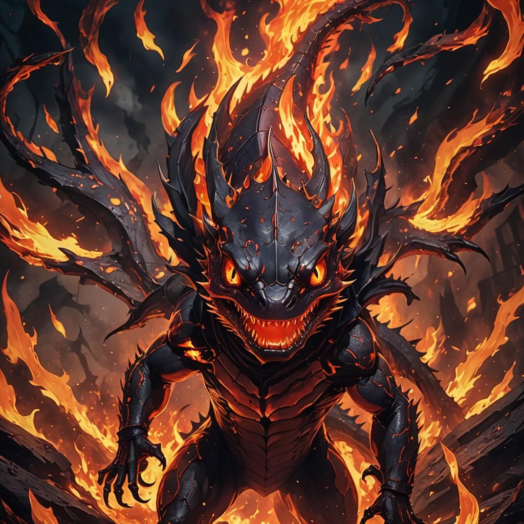 Demonic Salamander Rising: Cinematic Anime Digital Art