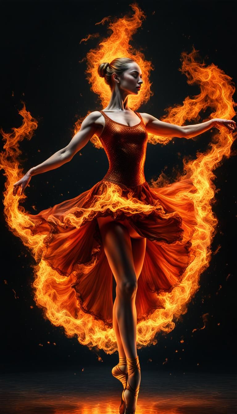 Fiery Ballerina Dancing in a Blaze of Glory