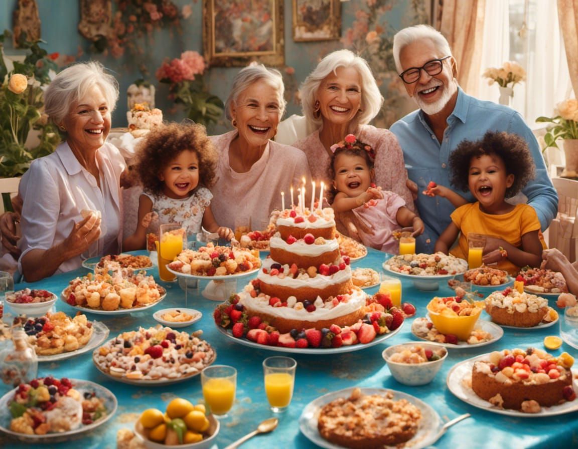 Family Celebrates Mom's Birthday in Hyperreal Style
