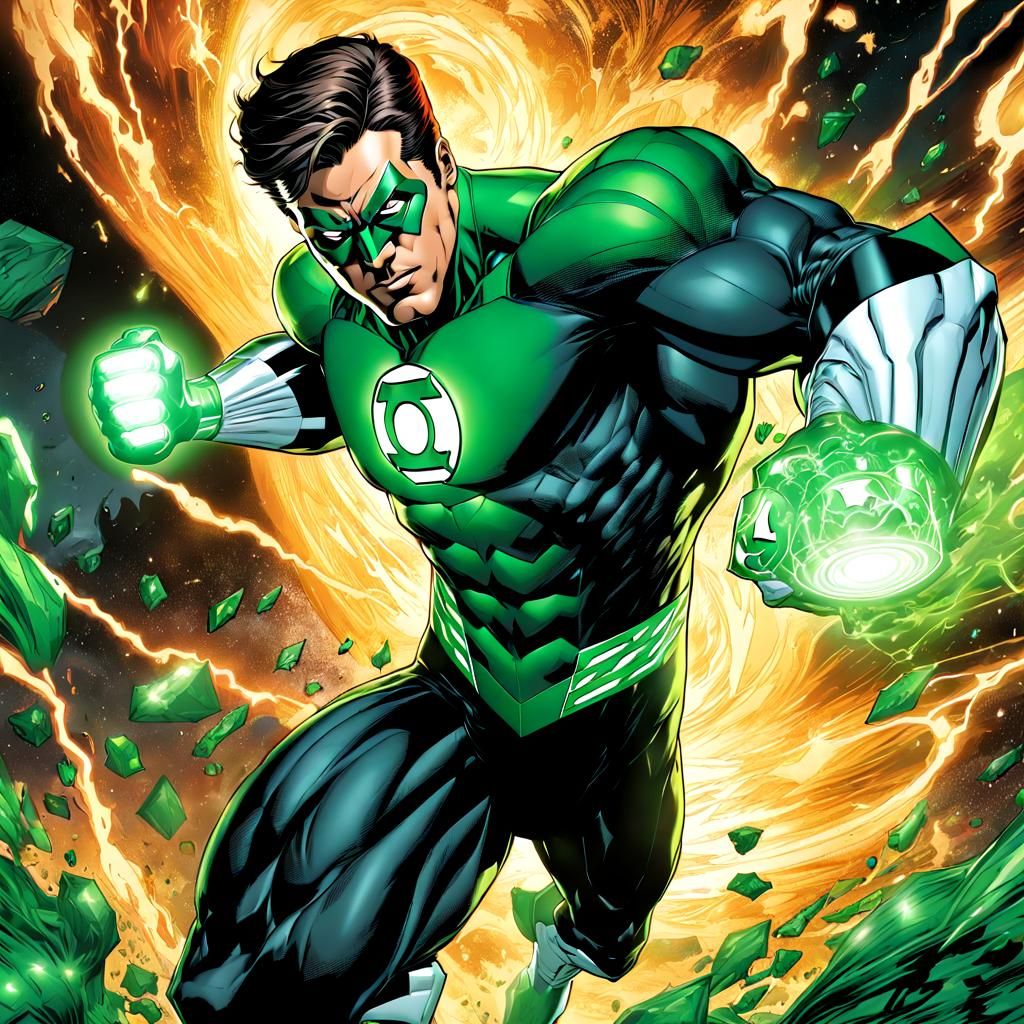 Green Lantern in Action: Conceptual Splash Art