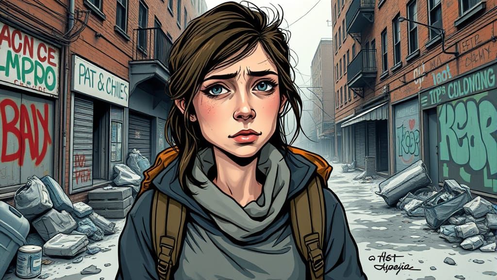 Gritty Portrait of a Young Woman on the Streets