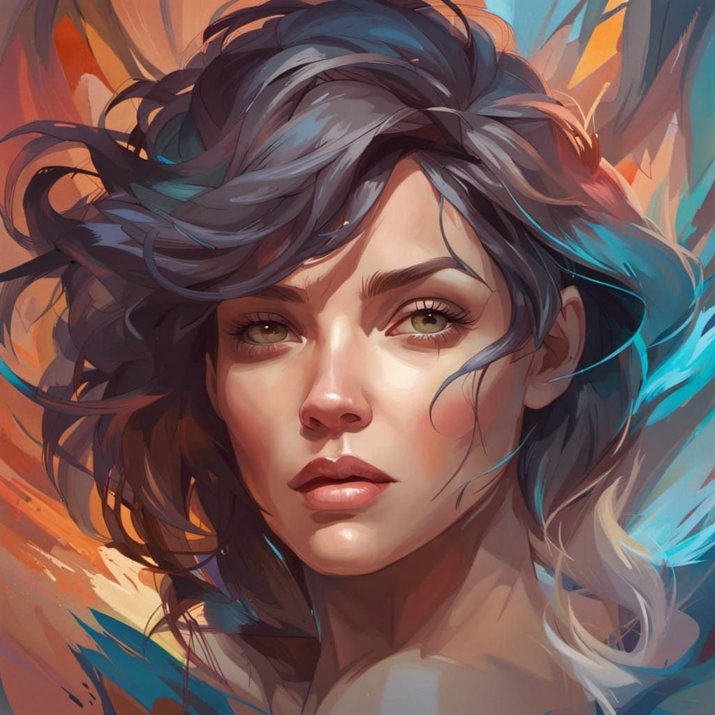 Detailed Portrait of a Woman in Art Nouveau Style