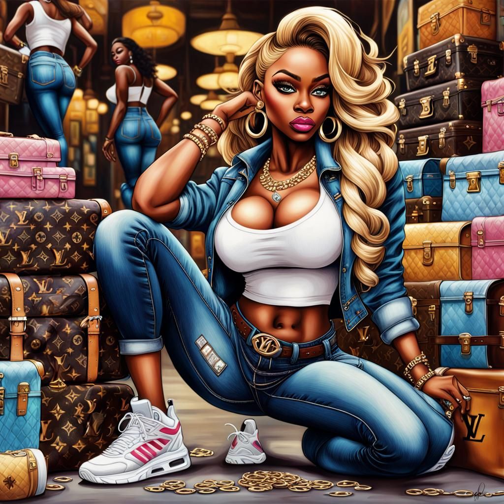 Hyperrealistic Portrait of Woman in Club, Bratz Doll Style