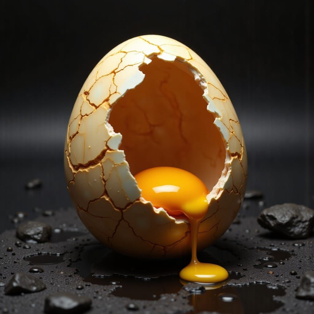 Alien Egg Bleeding Yolk in Deep, Contrasting Colors