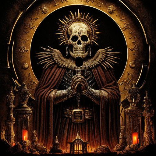 La Santisima Muerte Holds Balance Between Heaven and Hell