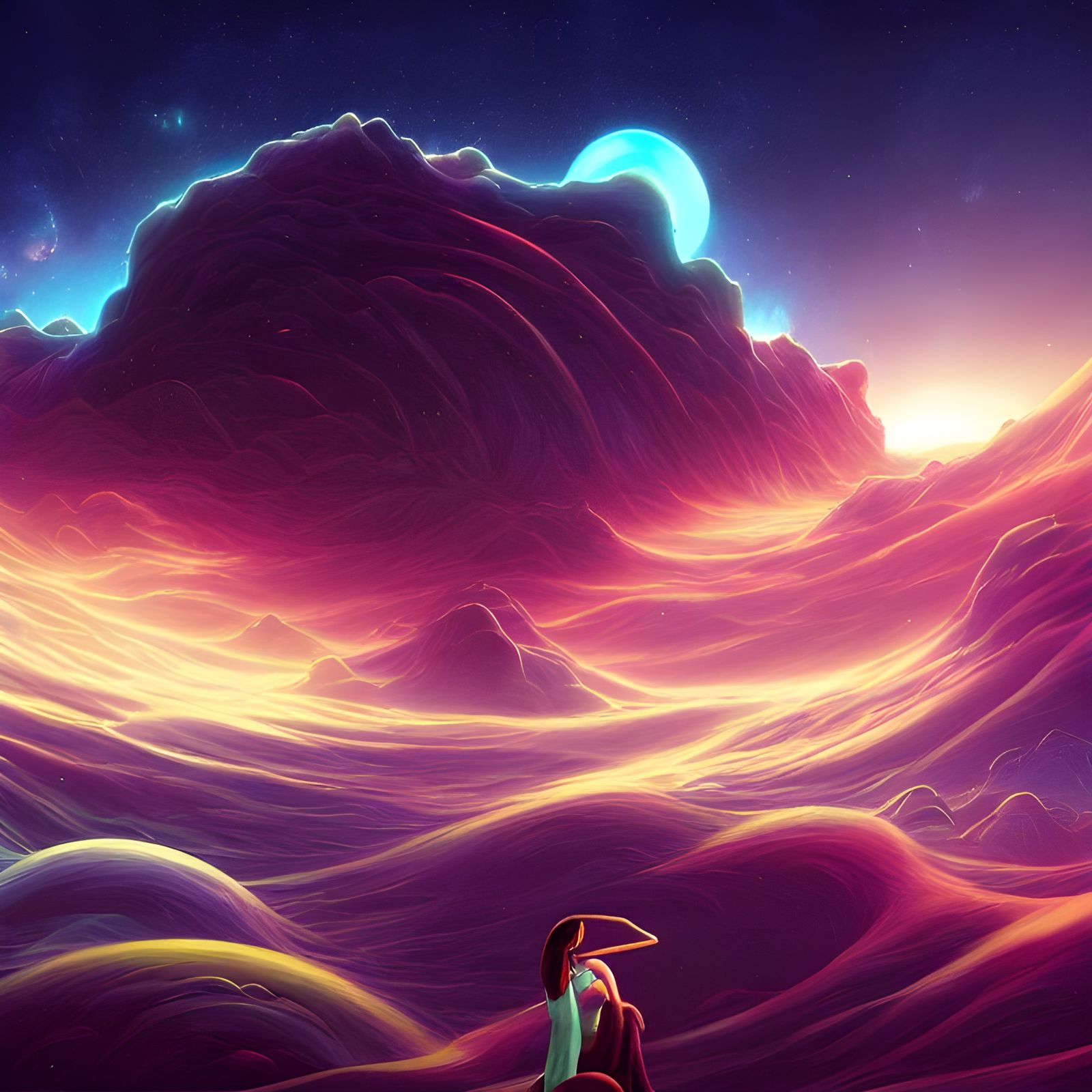 Cosmic Landscape with Parallax Rendering