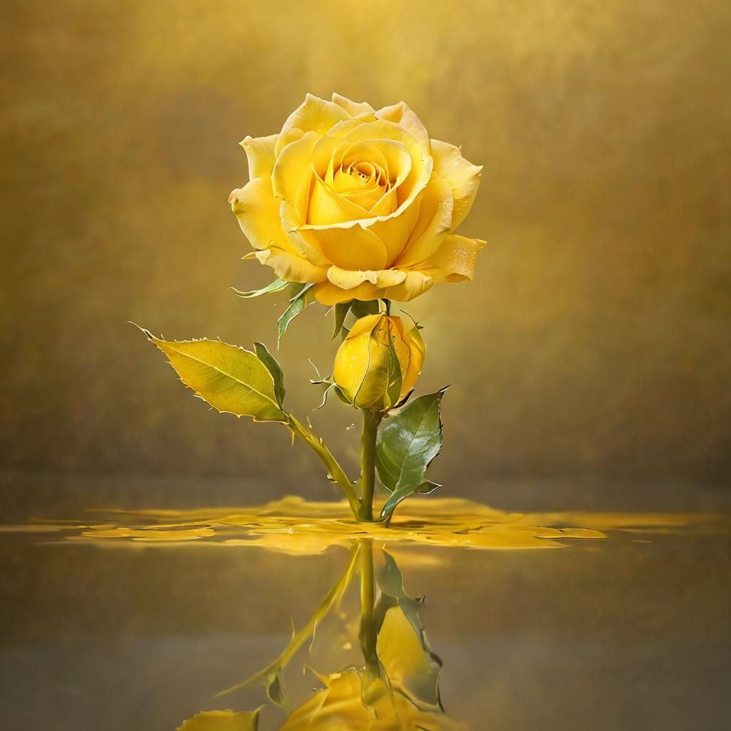Translucent Yellow Rose in Monochromatic Art