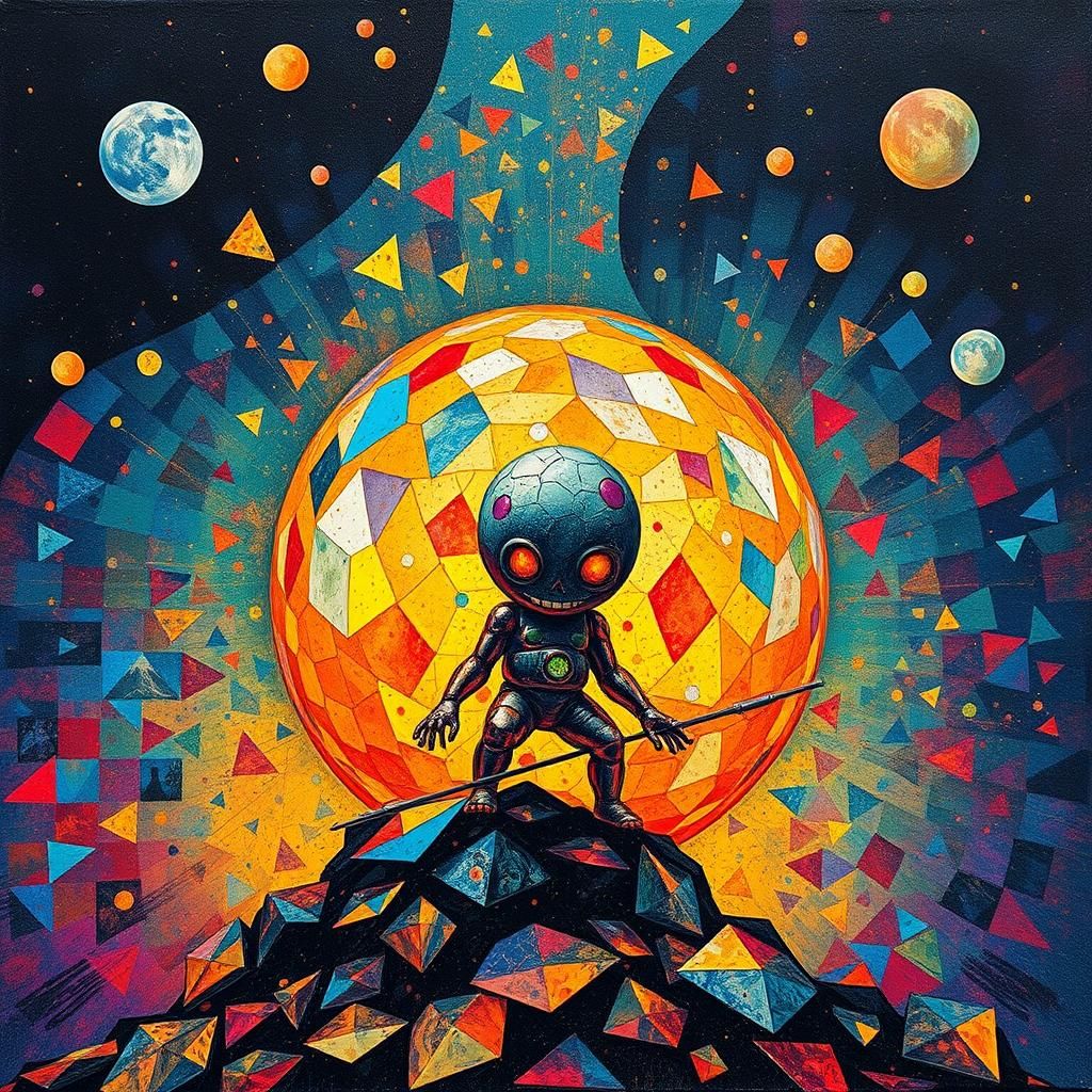 Evil Teletubby Cyborg in Hypermodern Pixel Art