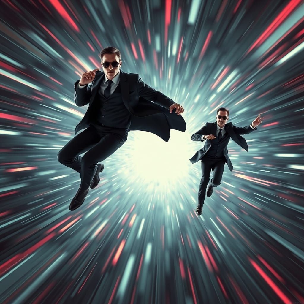 Men in Black Defy Gravity in Futuristic Warp Speed Scene