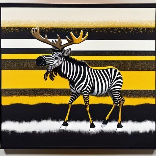 Moose in Prisoner Outfit, Acrylic Impasto Style