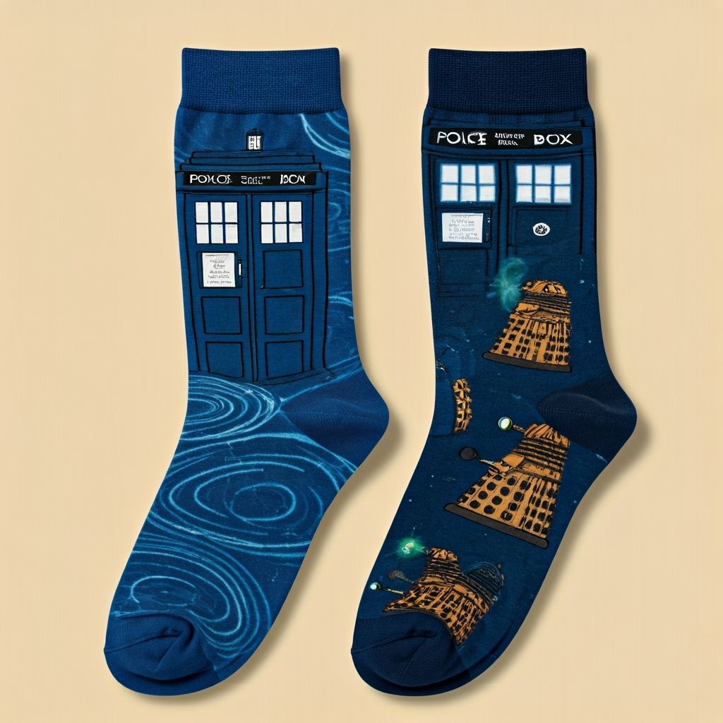Doctor Who Socks with TARDIS and Sonic Screwdriver