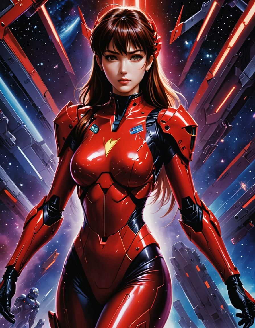 Asuka Langley in a Futuristic Space Scene
