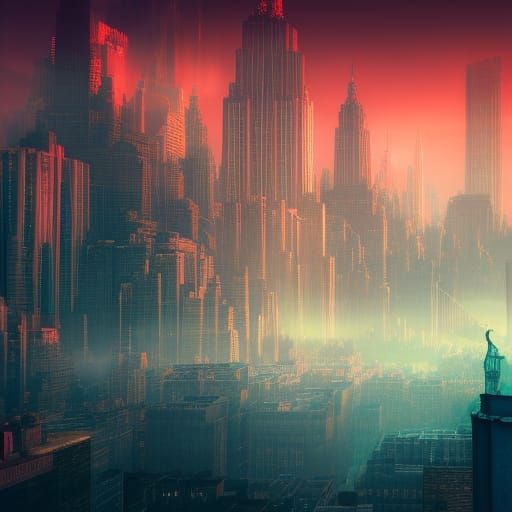 New York Cityscape Matte Painting in Deep Color