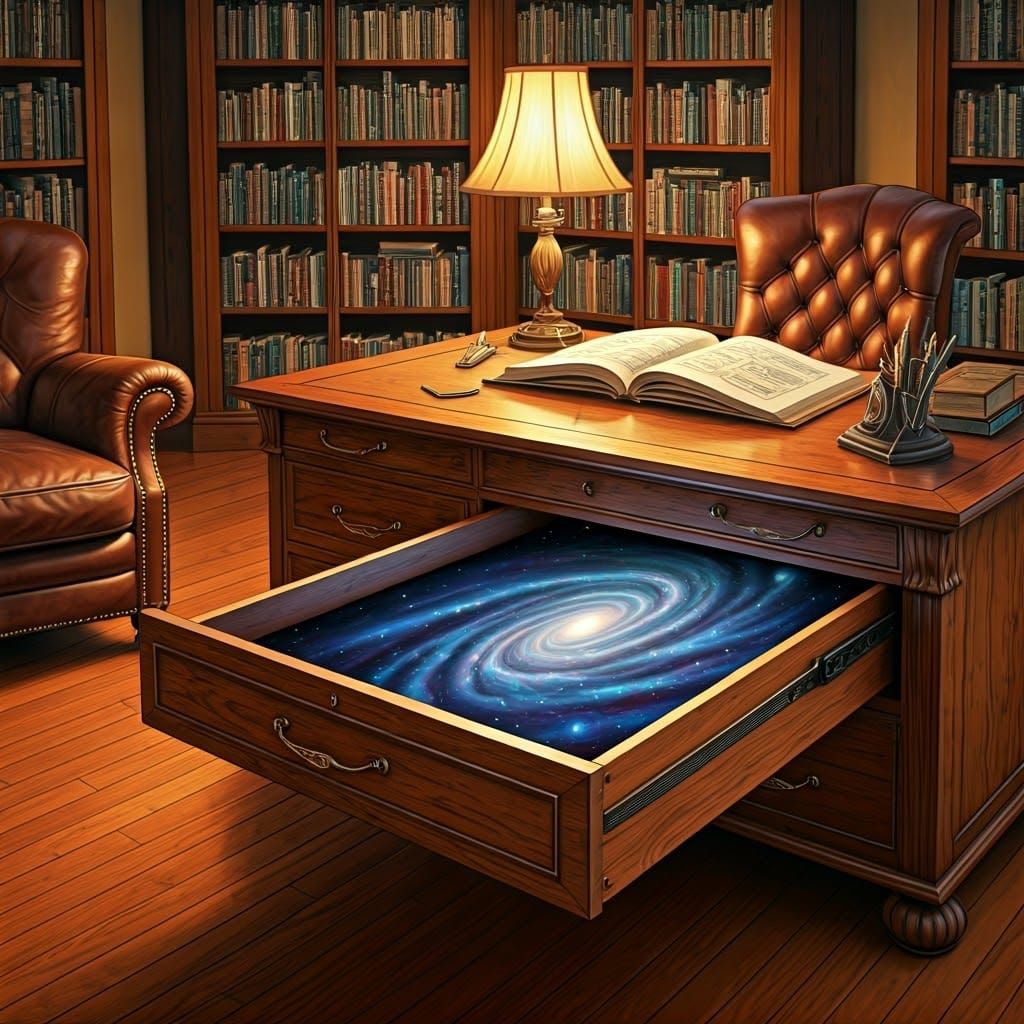 Cosmic Universe Revealed in Desk Drawer