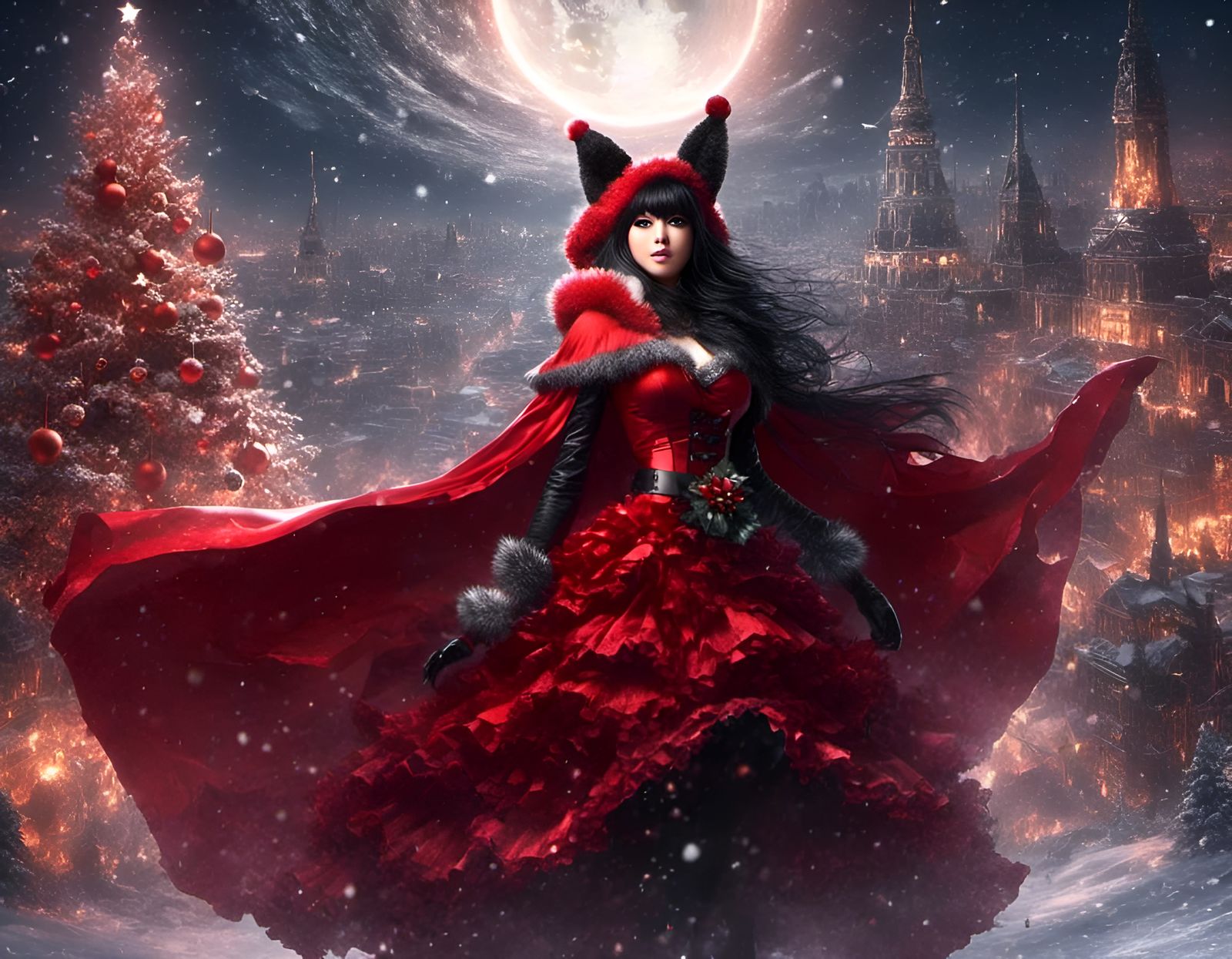 Anime Girl in Santa Outfit for Christmas