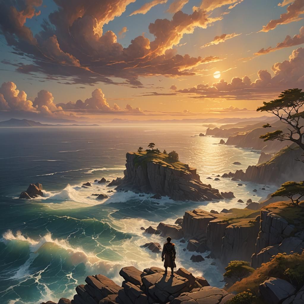 Ocean Sunset Fantasy Concept Art