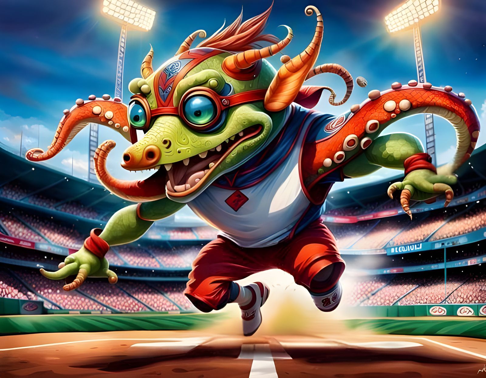 Mystical Creatures in a Gothic Fantasy Landscape