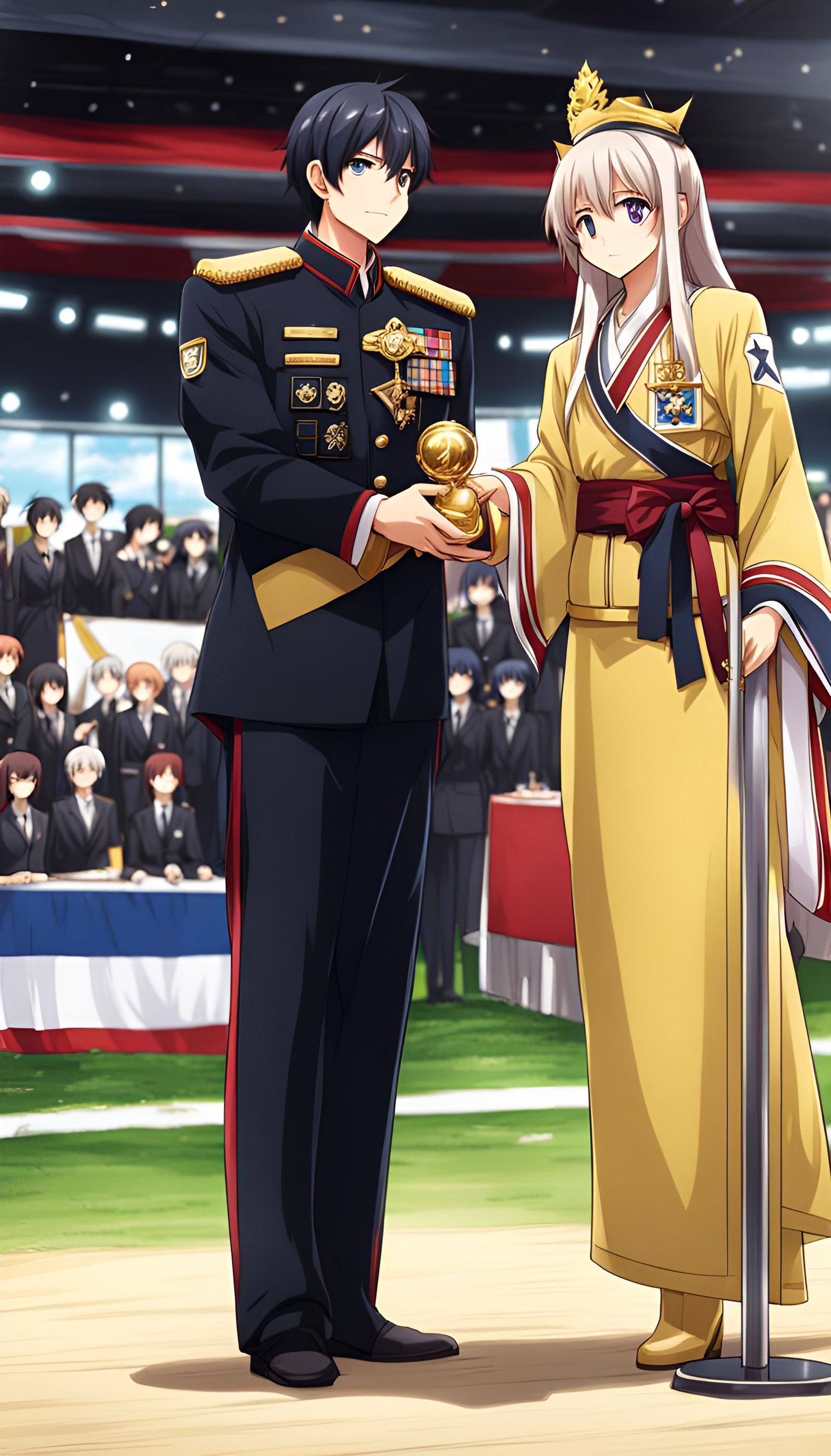 awards ceremony  receiving the troply by artist "anime", Anime Key Visual, Japanese Manga, Pixiv, Zerochan, Anime art, F...