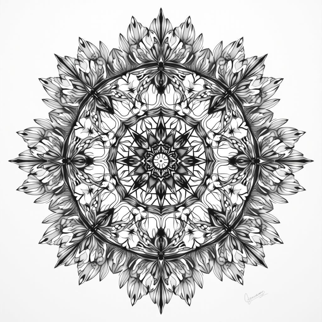 Geometric Mandala Illustration for Adult Coloring Book