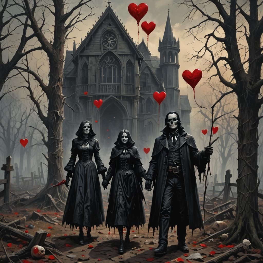 Sinister Gothic Valentine Landscape by Rutkowski
