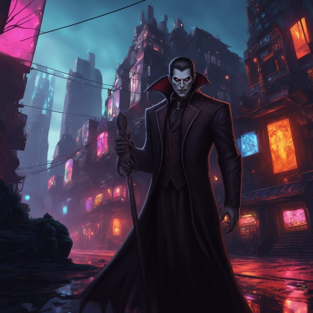 Detailed Vampire Fantasy Art in Deep Colors