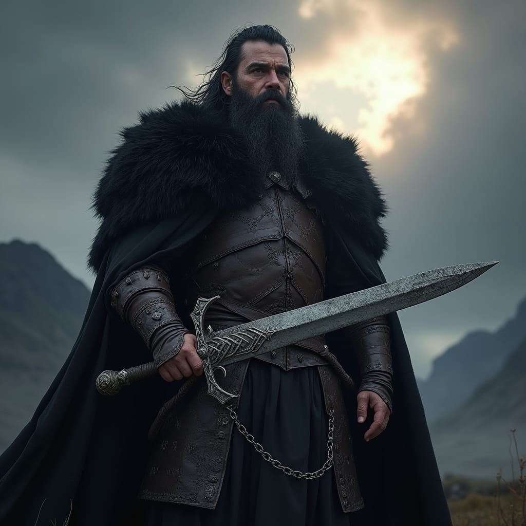 Warrior King Macbeth in Celtic Armor, Scottish Highlands