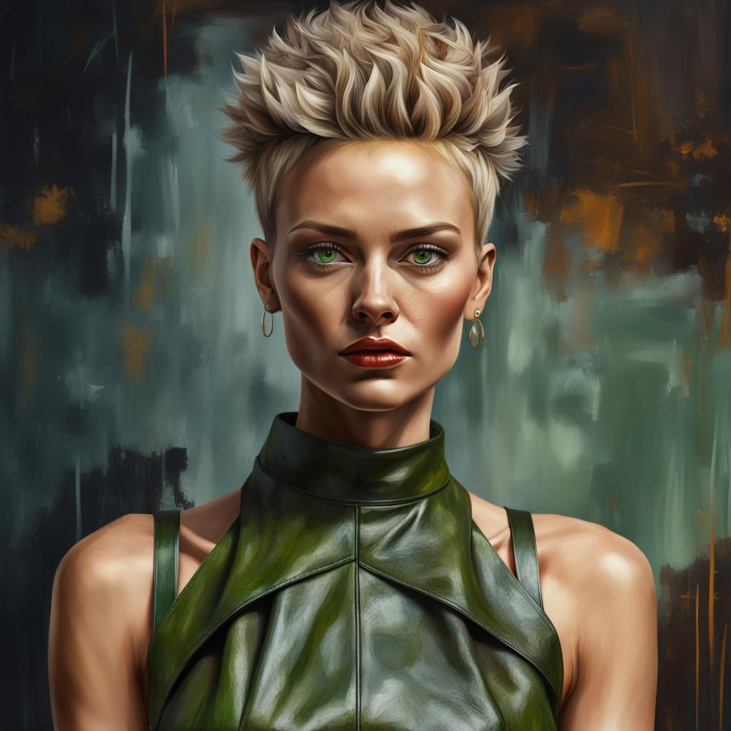 High Fashion Model with Mohawk, Digital Oil Painting
