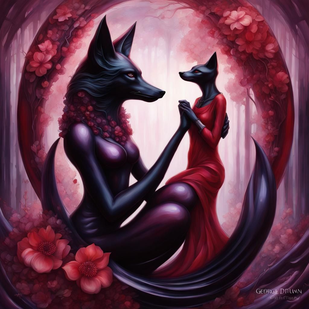 Apocalyptic Impressionism: Plum and Red Alien Lovers