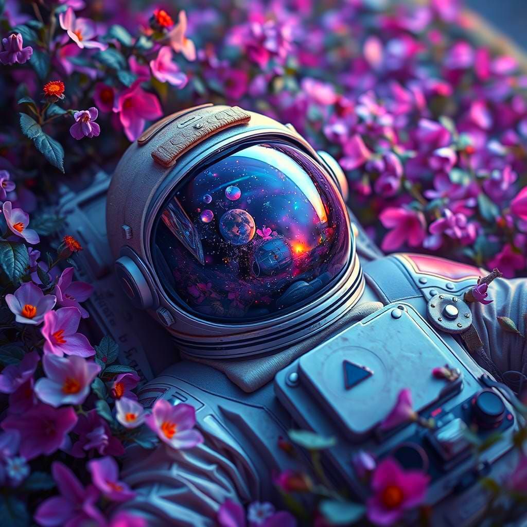 Astronaut Reflecting the Universe in Visor