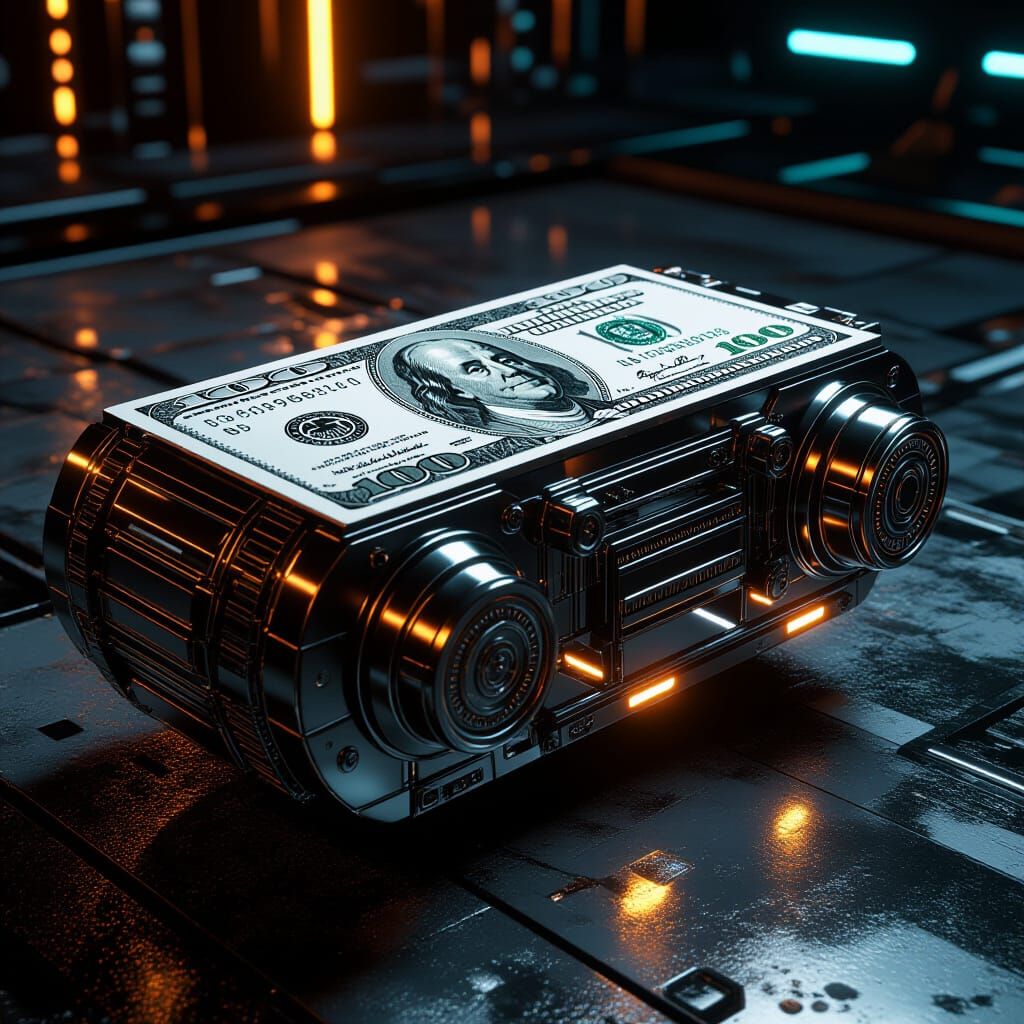 Mechanized U.S. Dollar in Sci-Fi Style