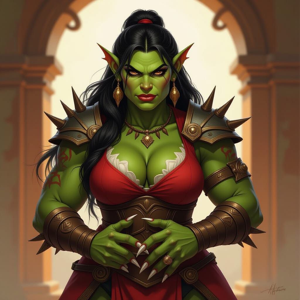Fierce Ogre Woman With Sharp Nails in Digital Art Style
