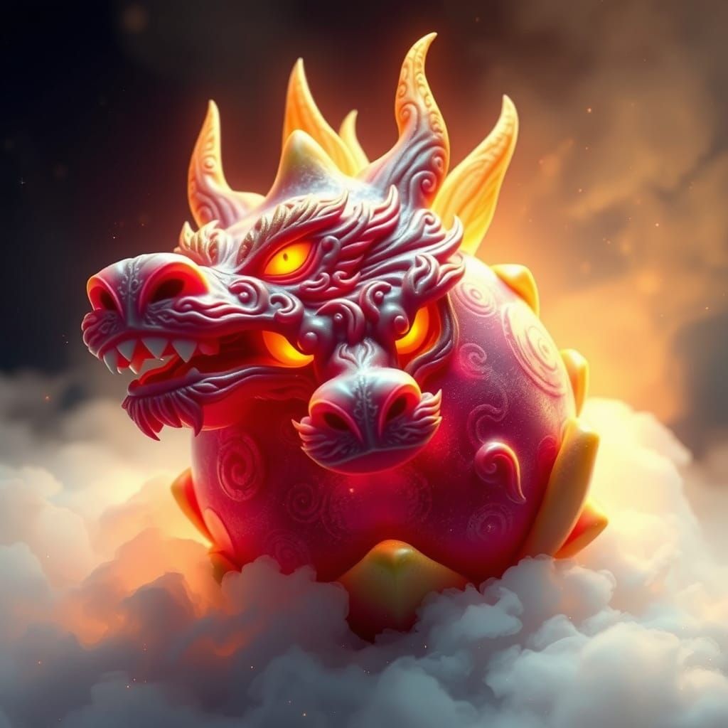 Majestic Dragon Fruit in Ethereal Mist