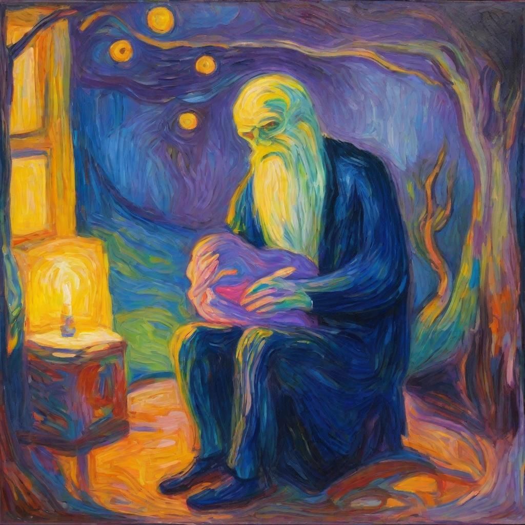 Monster's Affection: Neo-Impressionist Emotional Concept Art