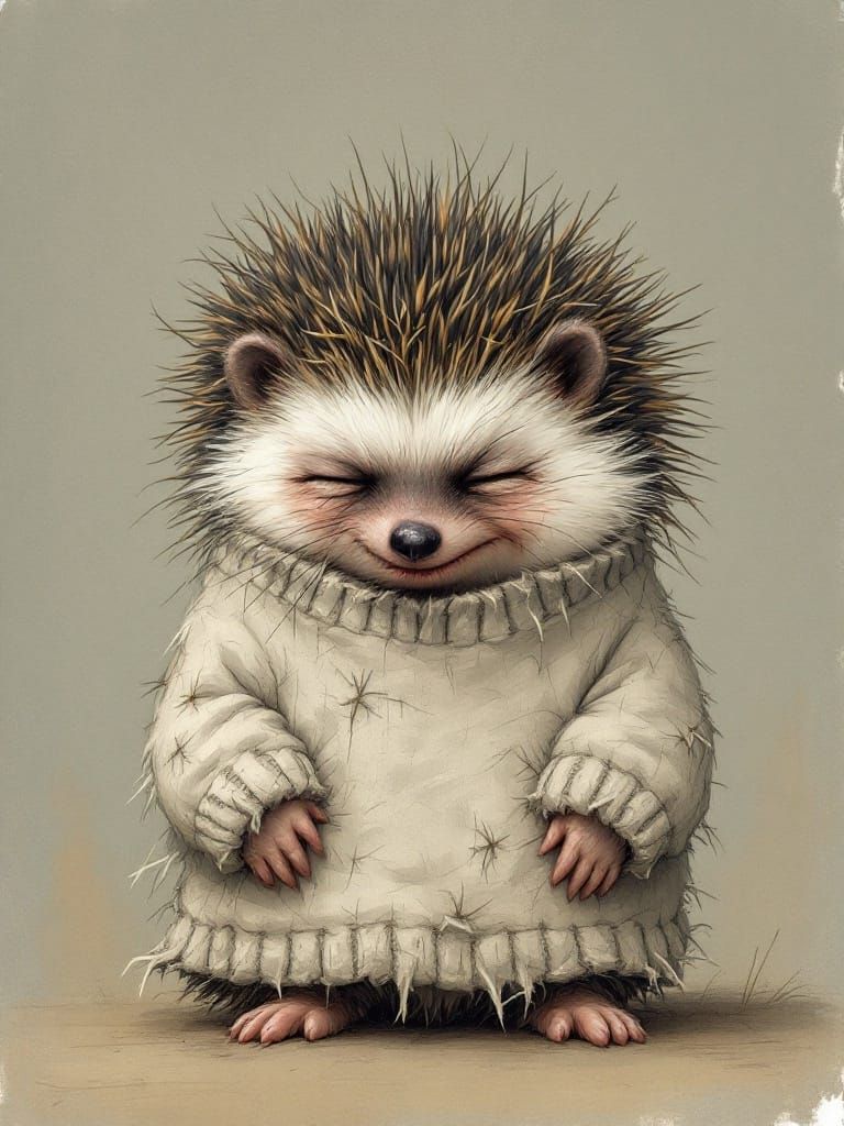 Distressed Hedgehog in a Frustrating Sweater