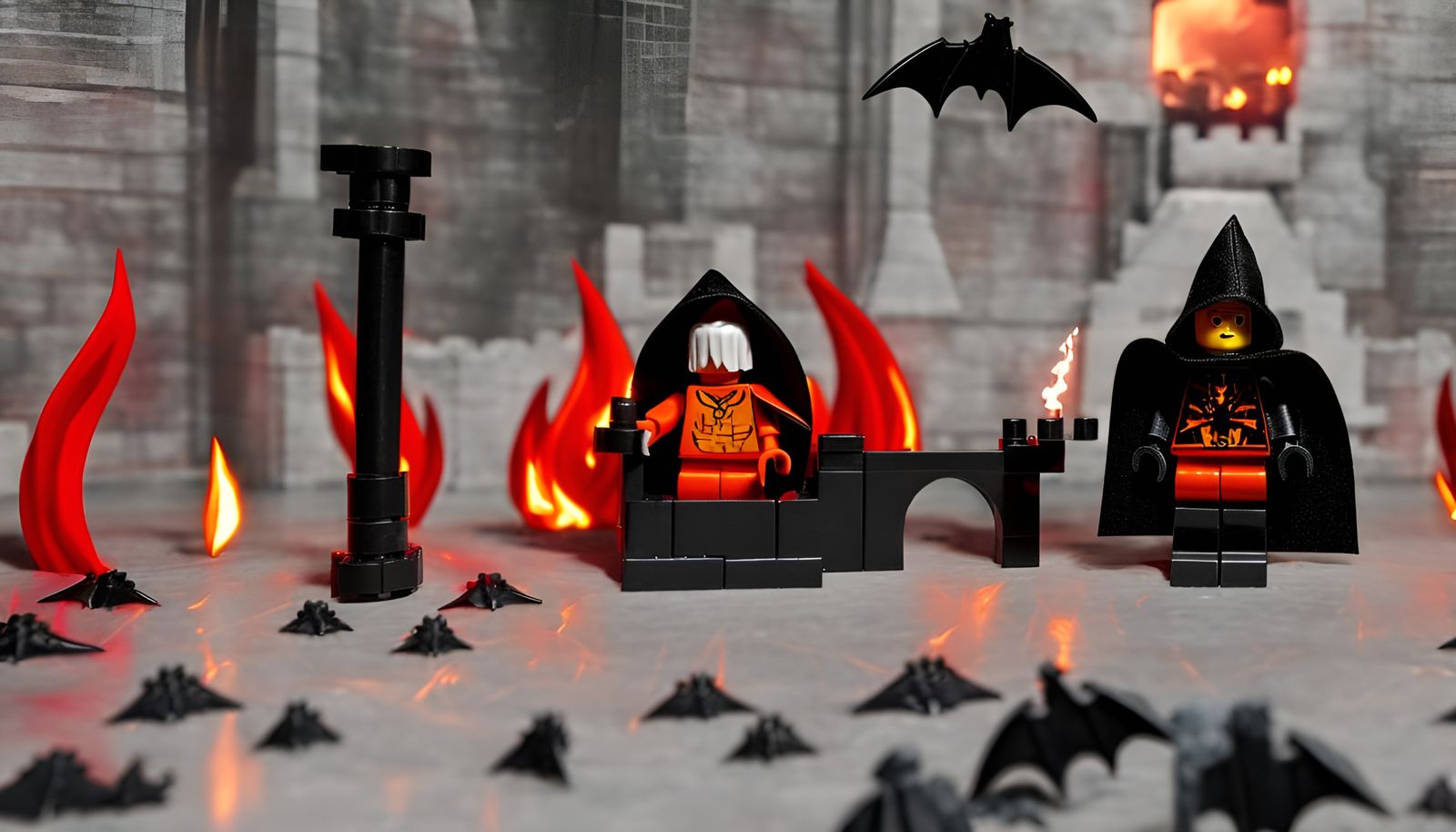 Evil Lego Minifig on Burning Throne