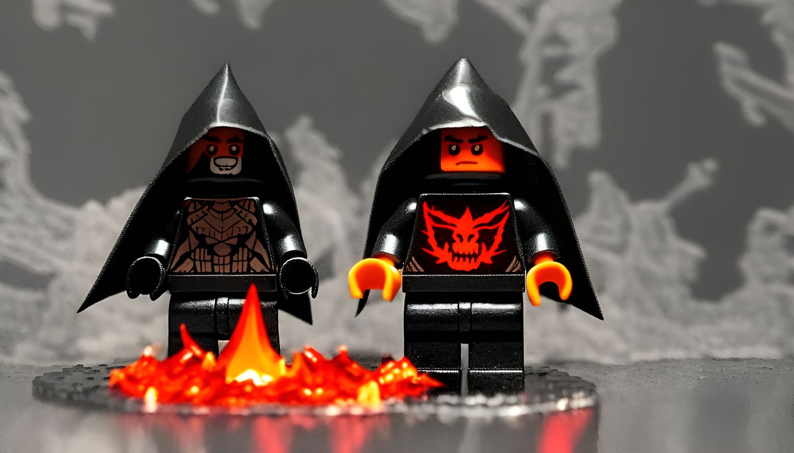Evil LEGO Minifigure on Burning Throne